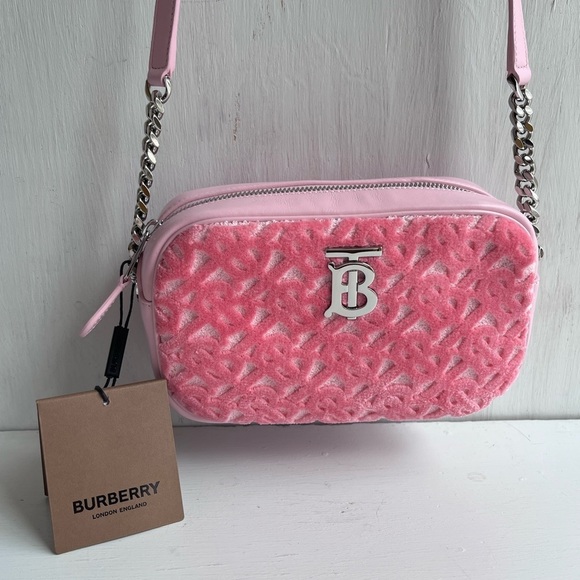 BURBERRY Lola TB Monogram Toweling Camera Crossbody-Primrose Pink - Picture 3 of 13